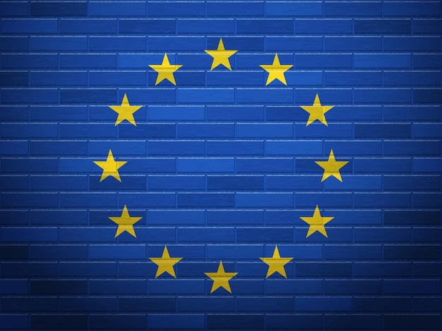 Bakstenen muur EU-vlag