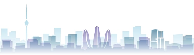 Vector baku transparent layers gradient landmarks skyline