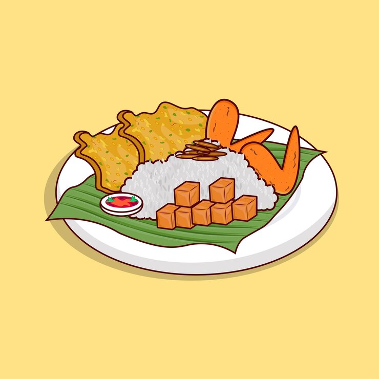 Vector bakwan sayur or vegetable fritter with tofu, indonesian snack, asian food