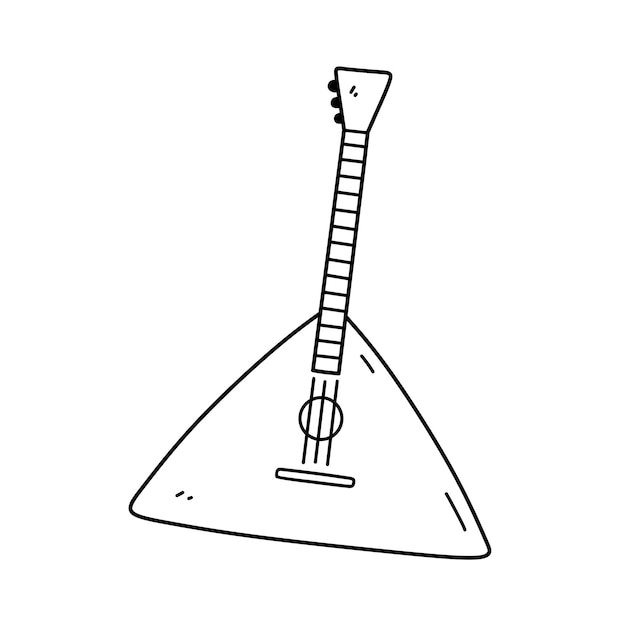 Balalaika isolato su sfondo bianco strumento musicale a corde di legno in stile doodle