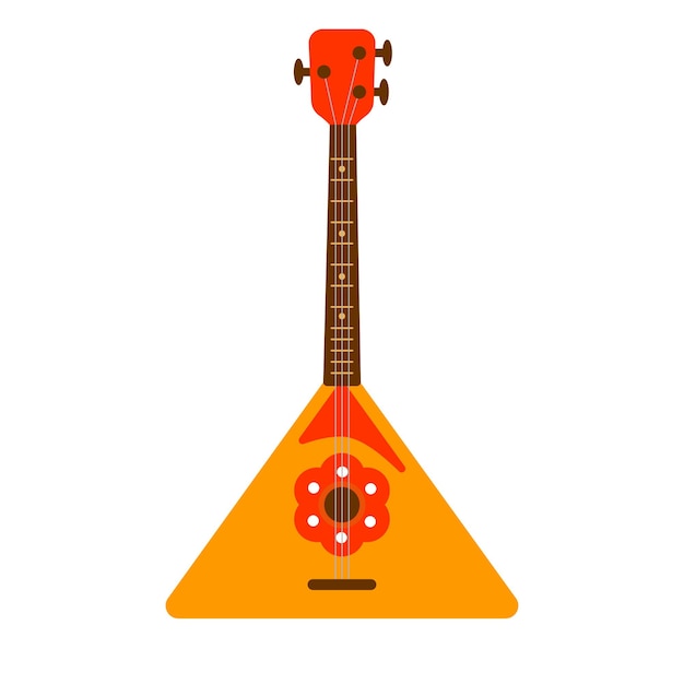 Balalaika. Russische volksmuziek. Driehoekig houten traditioneel muziekinstrument met drie snaren.