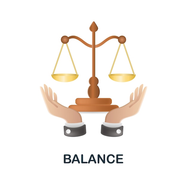 Balance icon 3d illustration from human productivity collection Creative Balance 3d icon for web design templates infographics and more