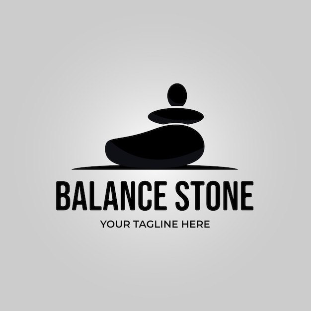 Иллюстрация векторного дизайна логотипа баланса камня минималистский винтаж