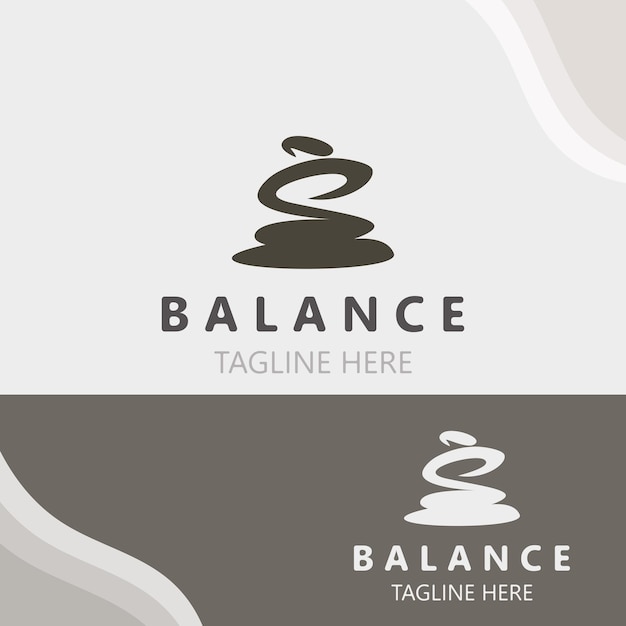 Balance stone logo massaggio pietra yoga rock disposizione per spa e simbolo di meditazione sulla salute