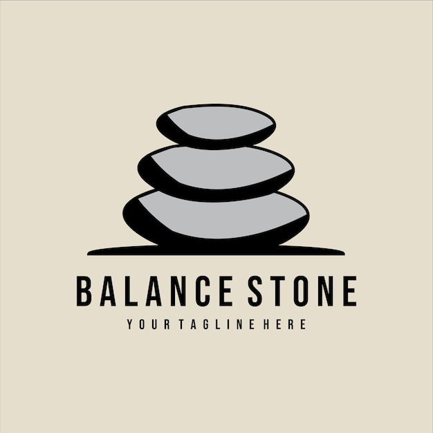 balance stone logo wellness vintage minimalist vector design