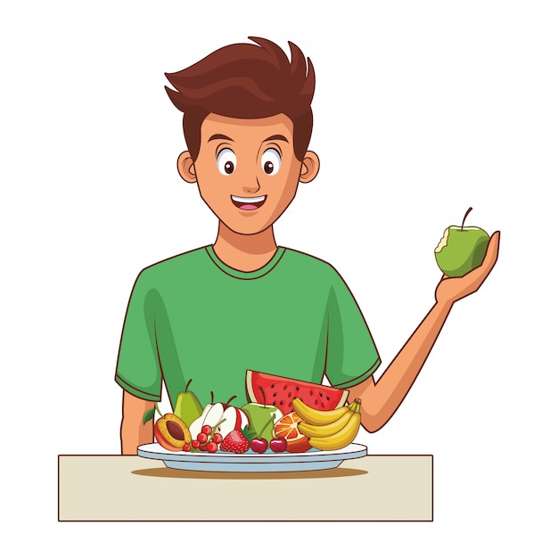 Vector balanced diet young man