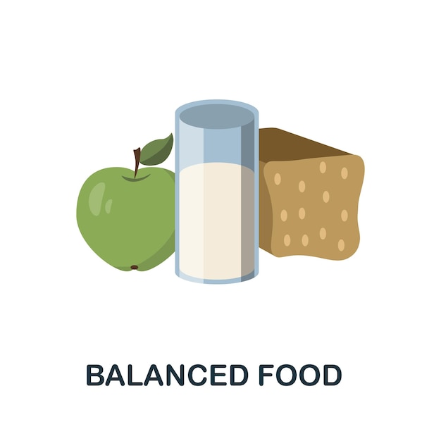 균형 잡힌 음식 플랫 아이콘 영양 컬렉션에서 색상 간단한 요소 웹 디자인 템플릿 infographics 등을 위한 크리에이 티브 균형 잡힌 음식 아이콘