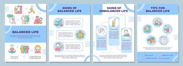 Balanced and unbalanced life blue brochure template