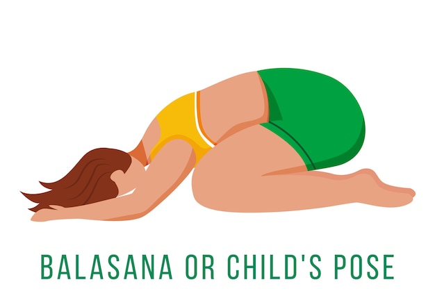 Balasana 평면 디자인 일러스트 레이션