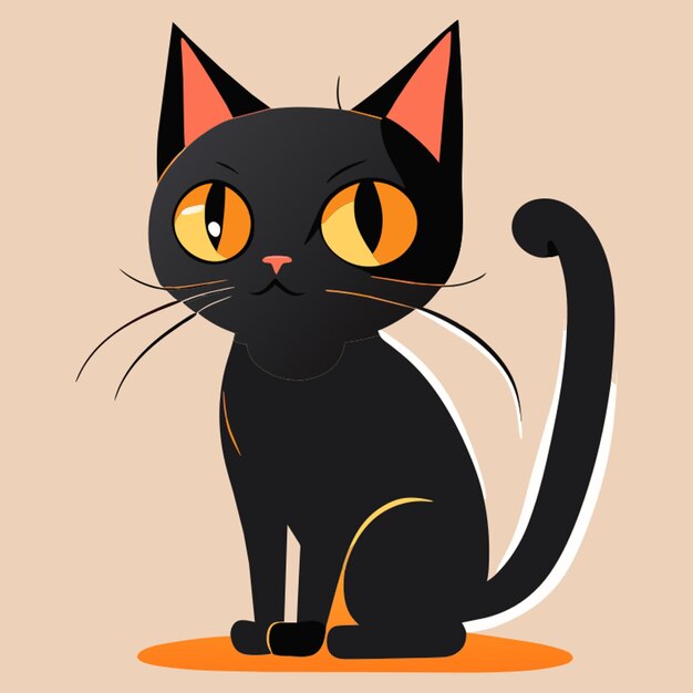 balck cat funny cute 2d illustration vector illustration flat