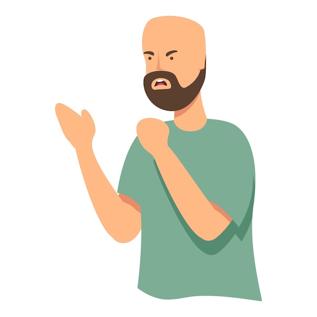 Bald angry man icon cartoon vector Violence stress