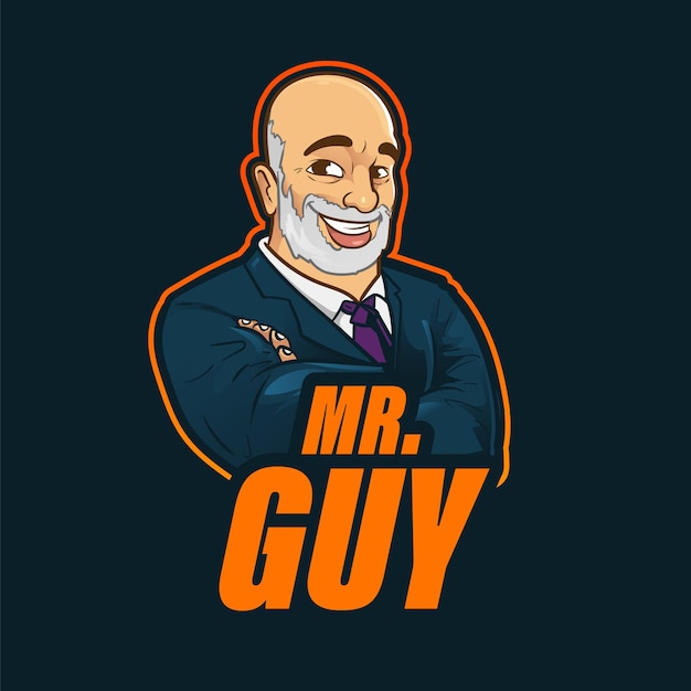 Vector bald businessman mascot logo