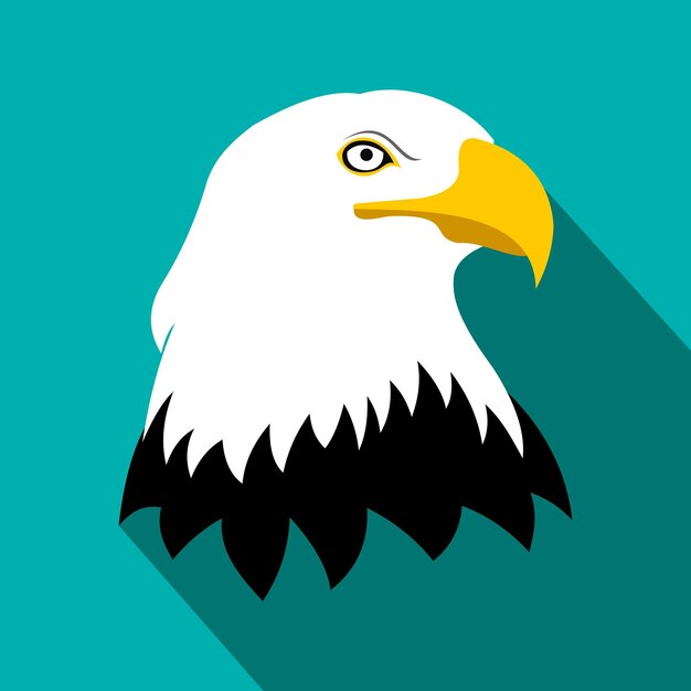 Vector bald eagle flat icon on a blue background