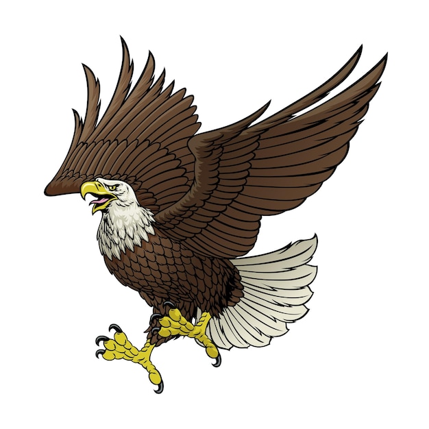 Bald Eagle Flying in Hand Drawn Style