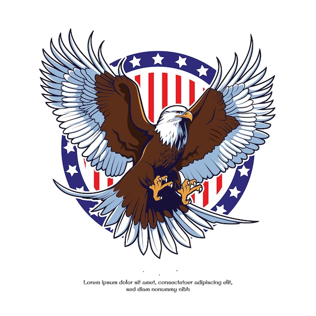 Bald Eagle Flying in Hand getrokken stijl vector illustratie ontwerp