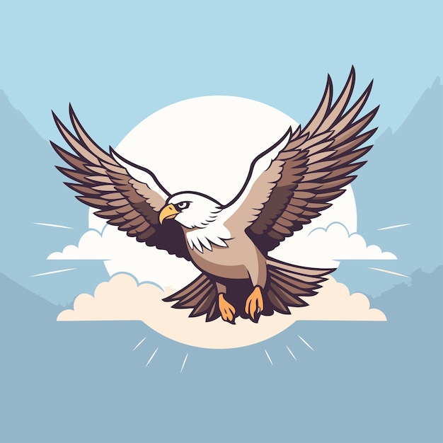 Vector bald eagle flying in the sky vector illustration eps10