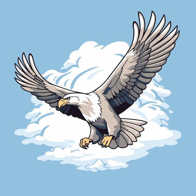 Vector bald eagle flying in the sky vector illustration of a flying eagle