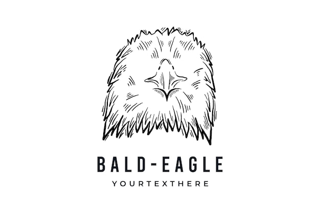 Vector bald eagle head bird hand drawn line sketch drawing vector logo illustration