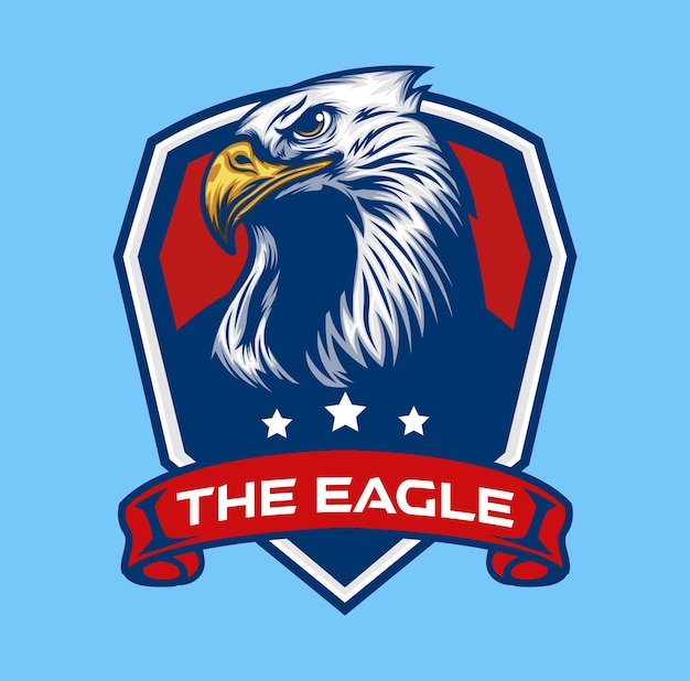 Vector bald eagle head with usa badge logo