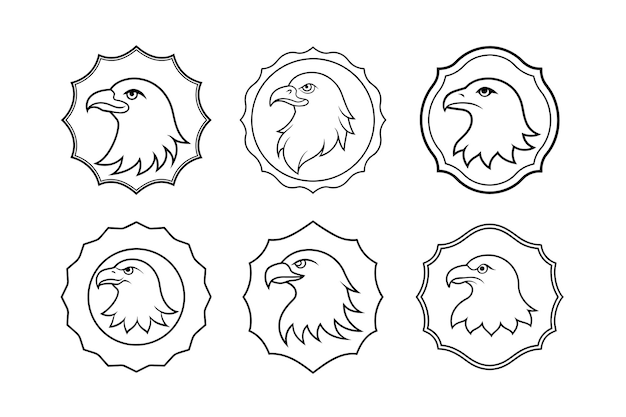Vector bald eagles logo labeled line art primitive low medium high extreme vector illustration