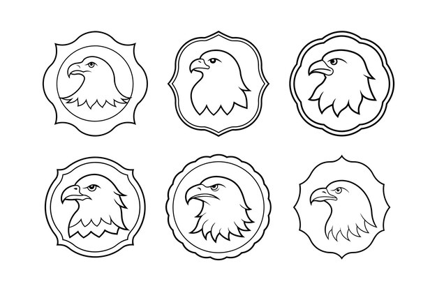 Vector bald eagles logo labeled line art primitive low medium high extreme vector illustration