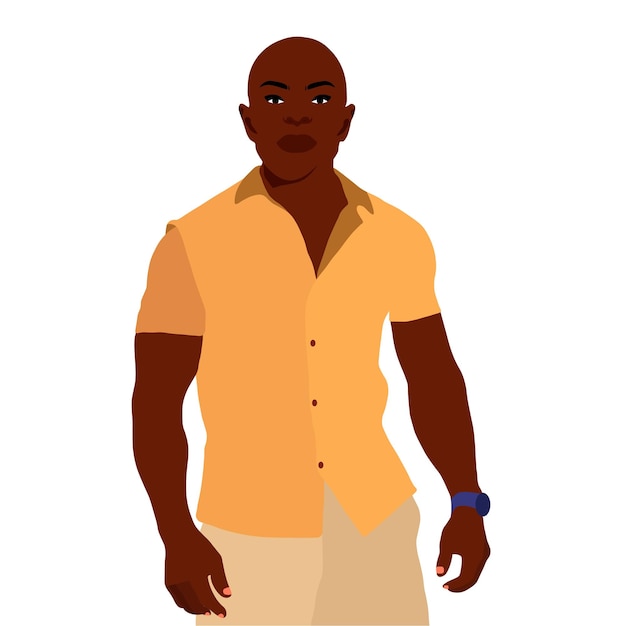 Vector bald head black man in elegant art style vector