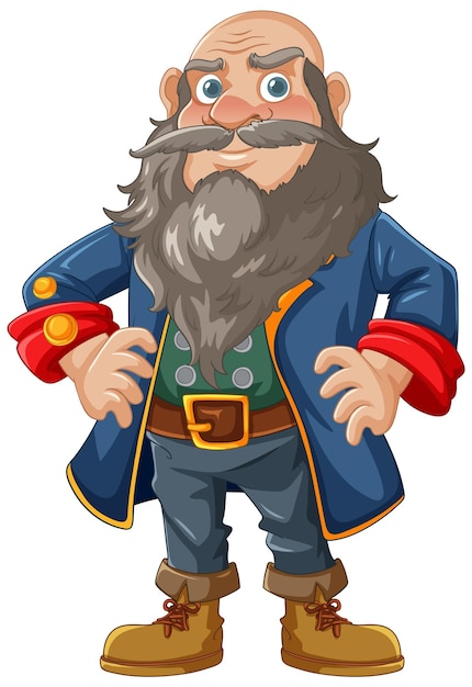 Vector baldheaded pirate with long beard and mustache