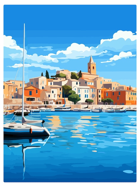 Vettore isole baleari spagna vintage travel poster souvenir postcard ritratto pittura wpa illustrazione