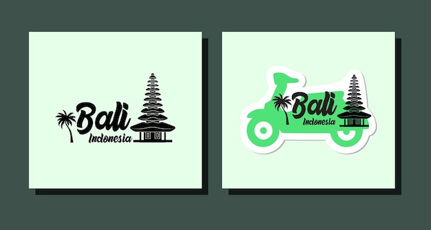 Vector bali indonesia landmarks on stickers