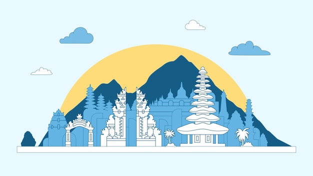 Vector bali indonesia landscape background