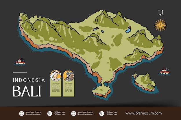 Vector bali indonesia maps illustration indonesia island design layout