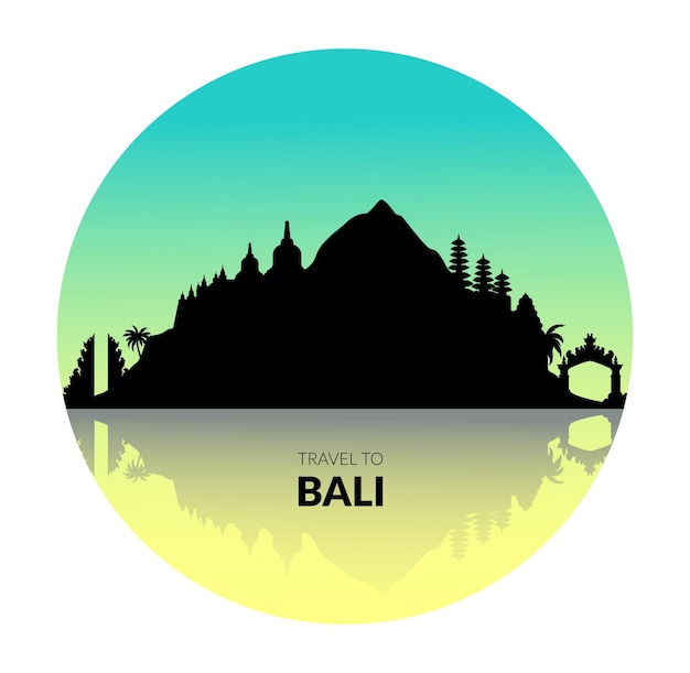 Bali indonesia silhouette view on a round sticker