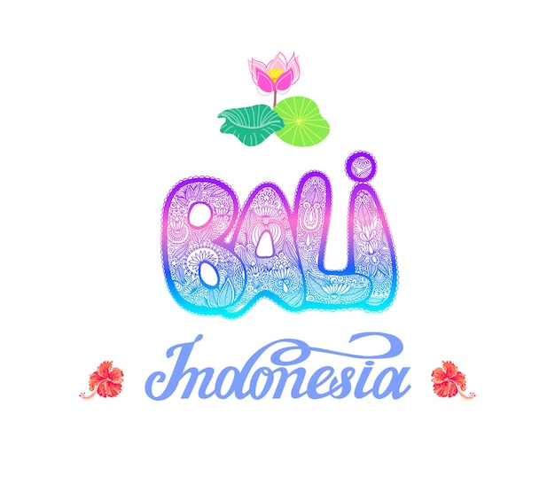 Bali indonesië reizen en attractie symbolen vector illustratie