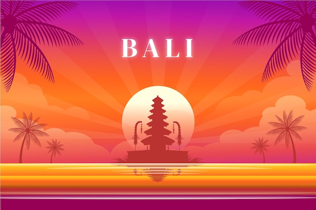 Vector bali island sunset