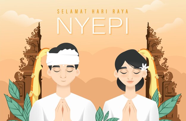 Bali's day of silence and hindu new year vector illustration fit for poster banner and template