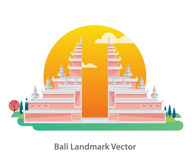 Vector bali traditionele poort, bali bezienswaardigheden vector