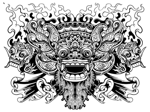 Balinese barong lijntekeningen