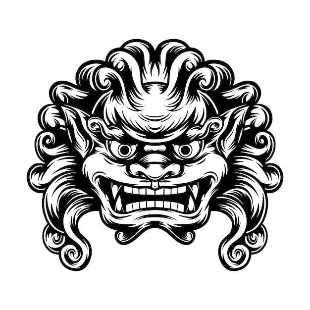 Balinese barong mask illustration