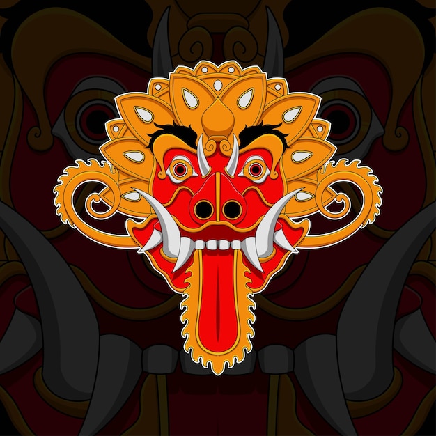 Illustrazione vettoriale della maschera barong balinese