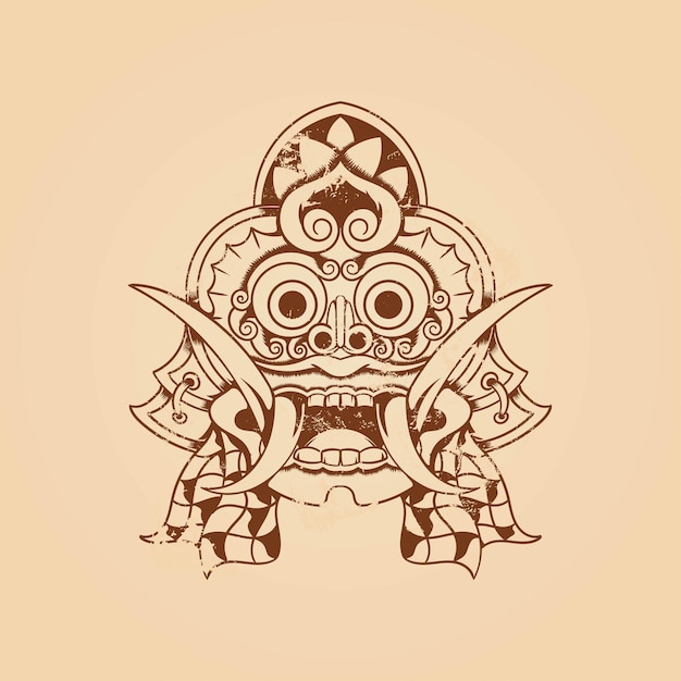 Balinese barong masker grunge textuur vectorillustratie