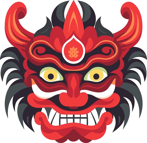 Balinese barong masker vector illustratie op geïsoleerde achtergrond Balinese Barong maskers voor t-shirt ontwerp sticker en wandkunst