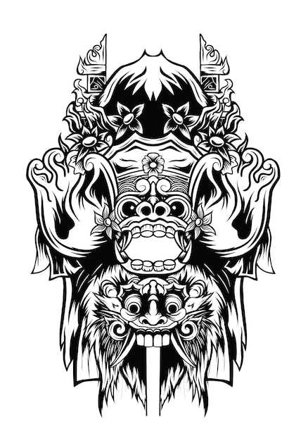 balinese barong vector artwork for tshirt poster and other uses