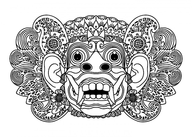 Vector balinese mask barong