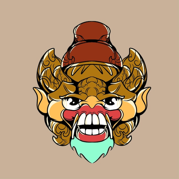 Vector balinese masker vectorillustratie speciaal gemaakt voor branding, reclame enzovoort