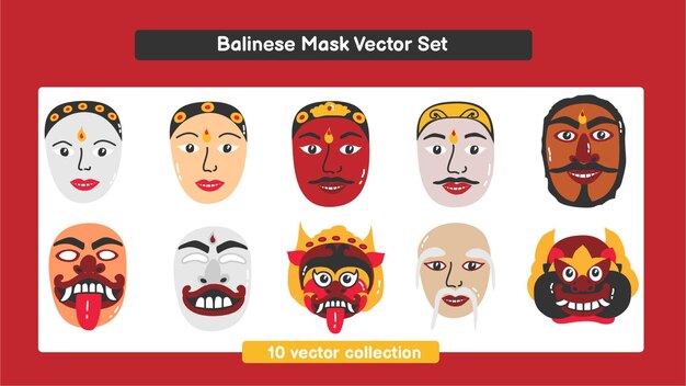 Vector balinese masktor set