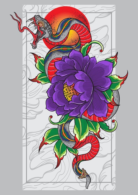 Balinese snake design tattoo poster