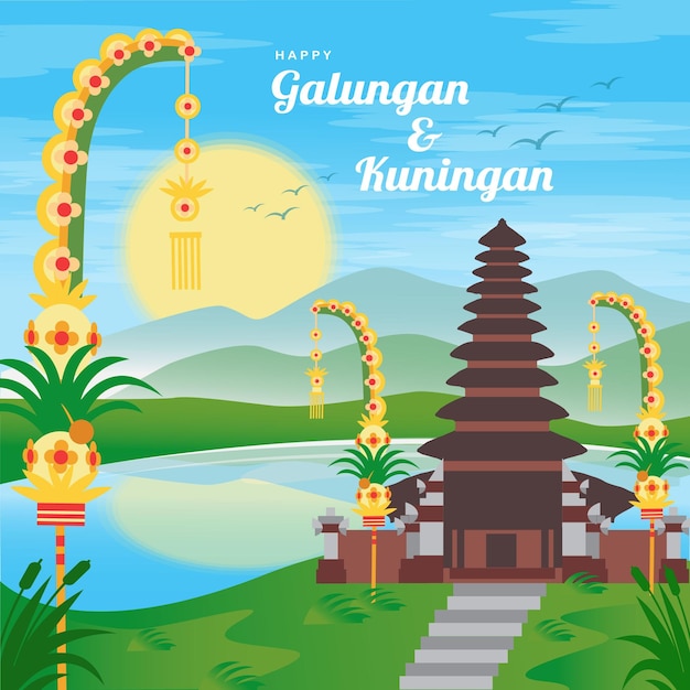 Saluti alla celebrazione dei templi balinesi galungan e kuningan
