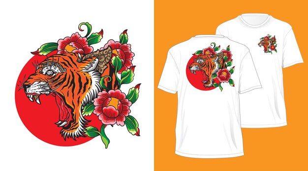 balinese tiger head tattoo design for t-shirt white