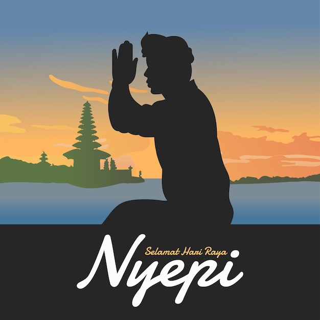 Balis day of silence e hindu capodanno illustrazione vettoriale balis indonesiano nyepi day