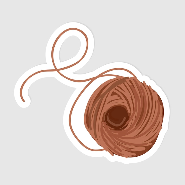 Vector ball of brown yarn isolated on background vector